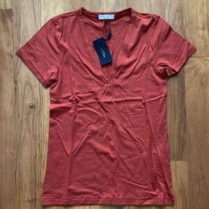 Rag & Bone Copper red orange core top V-neck T-shirt XS rag and bone shirt